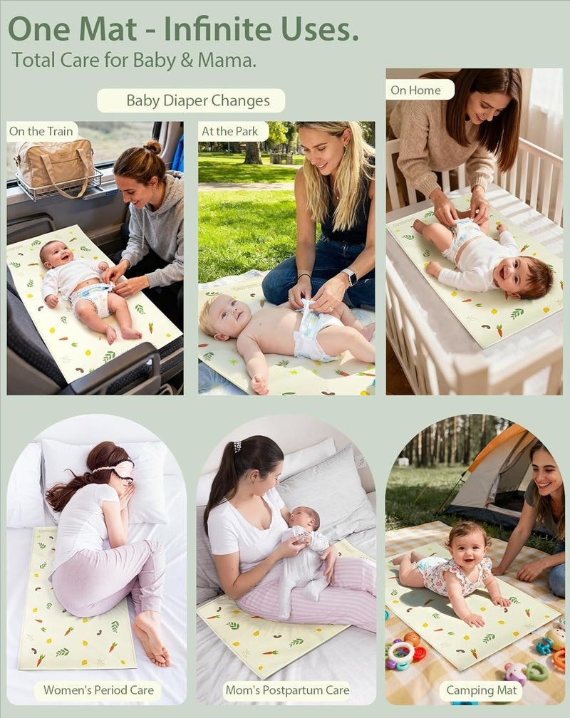 URMYWO Baby Portable Diaper Changing Pad - Waterproof & Wipeable Changing Mat with PU Leather - Soft Comfortable - Foldable Travel Bag & Camping Mat - Newborn Essentials Must Haves - Baby Shower Gifts - Image 5